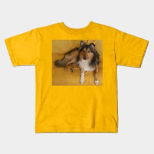 shetland sheepdog laying Kids T-Shirt